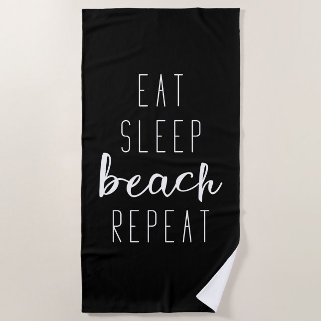 Serviette De Plage Mangez la répétition de plage de sommeil (Devant)