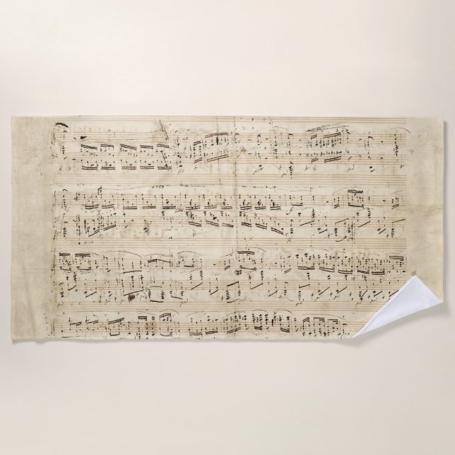 Serviette De Plage Manuscrit de la Chopin de musique de la feuille d' (Devant)