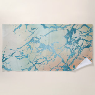 Serviette De Plage Marbre de luxe Belle veine Turquoise jaune et co
