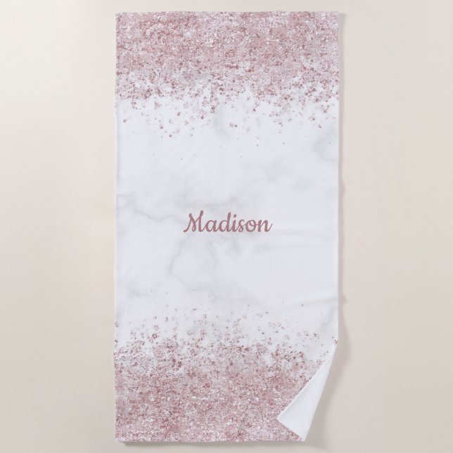 Serviette De Plage Marbre et Parties scintillant rose (Devant)