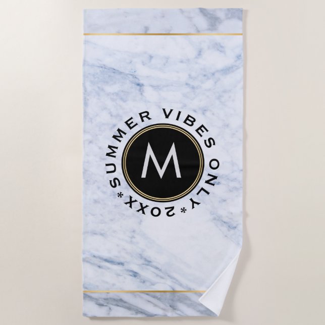 Serviette De Plage Marbre gris Imprimer Vitres d'été seulement Texte (Devant)