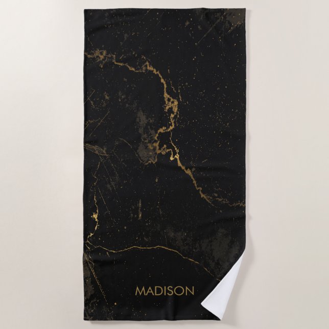 Serviette De Plage Marbre noir d'or (Devant)