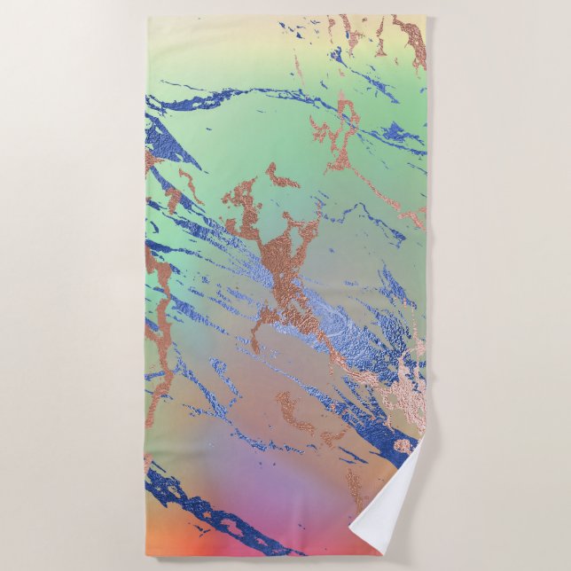 Serviette De Plage Marbre vif | Aquarelle couleur gras pastel (Devant)