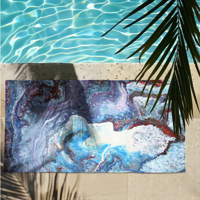 Serviette De Plage Marbrure Bleue (Créateur téléchargé)