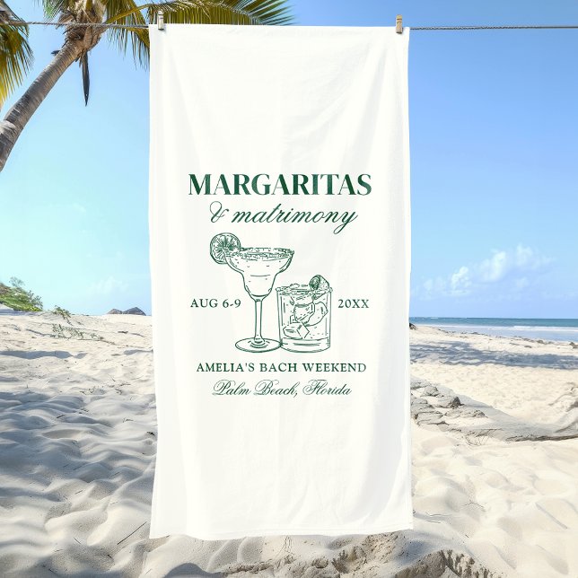 Serviette De Plage Margaritas & Mariage Bachelorette Week-end (Créateur téléchargé)