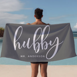 Serviette De Plage Mari gris et blanc jeune marié