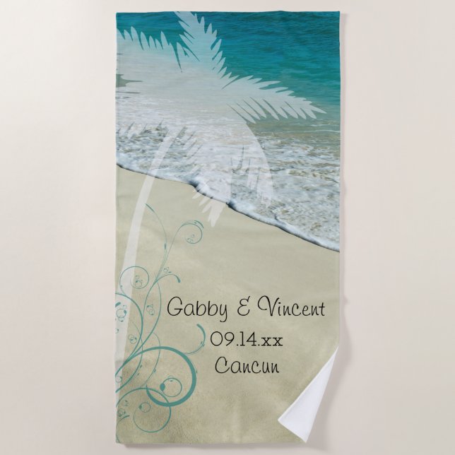 Serviette De Plage Mariage de plage tropicale (Devant)
