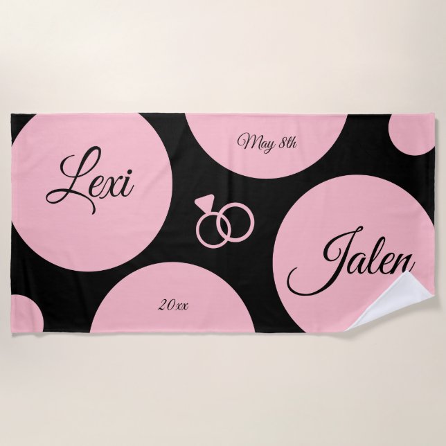 Serviette De Plage Mariage de points chic moderne (Devant)