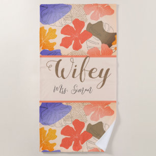 Serviette De Plage Mariage sur mesure Tropical Hawaiian
