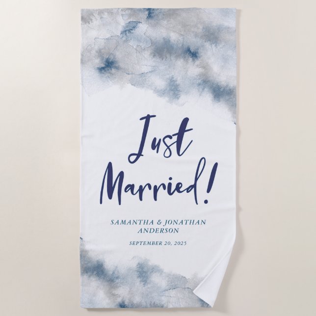 Serviette De Plage Marié, M. et Mme Blue et Grey Aquarelle (Devant)