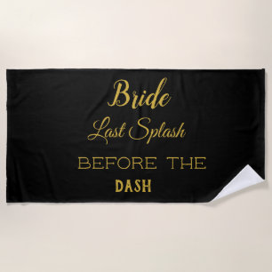 Serviette De Plage Mariée à être noir or Bachelorette personnalisée