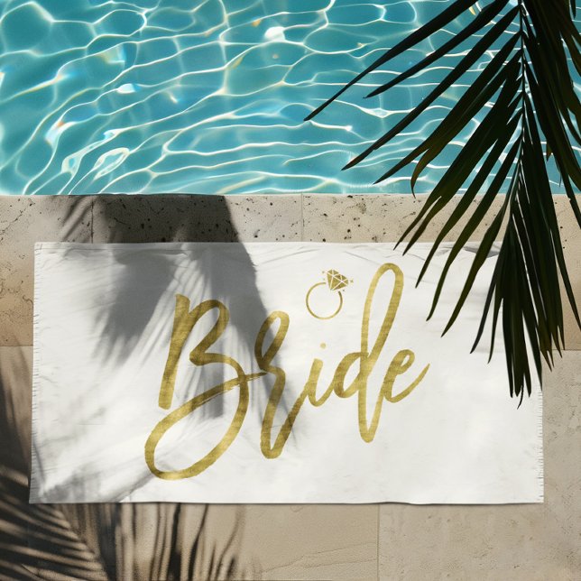 Serviette de plage Mariée avec Bague en Faux Or (Créateur téléchargé)