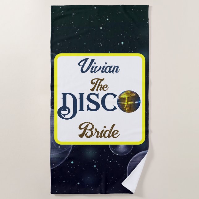 Serviette De Plage Mariée Disco Rétro sur mesure pour enterrement de  (Devant)