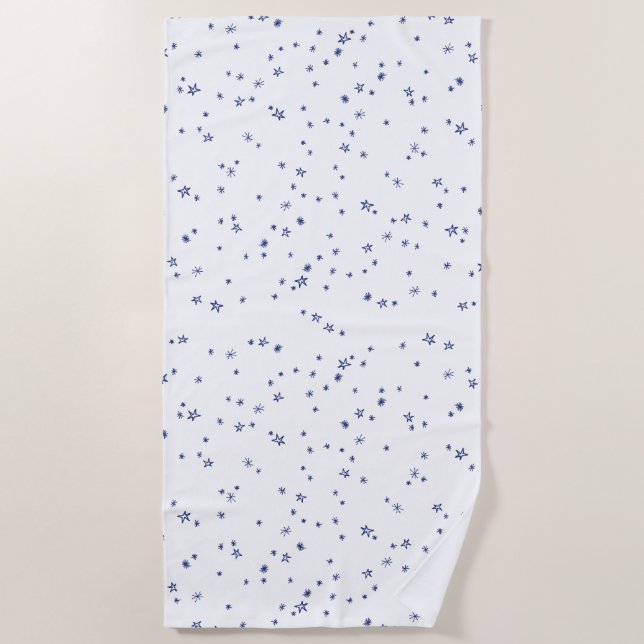 Serviette De Plage Marine bleu et blanc Twinké Little Stars (Devant)