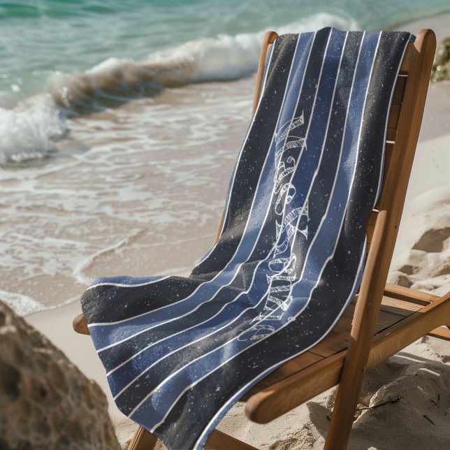Serviette De Plage Marine rayée et bleu (Créateur téléchargé)