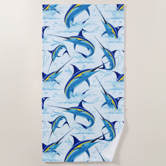 Serviette De Plage Marlin Bleu Jaillissant de l'Océan (Devant)