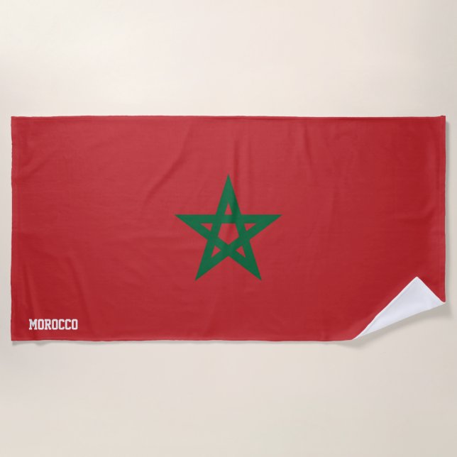 Serviette De Plage Maroc Drapeau splendide patriotique (Devant)