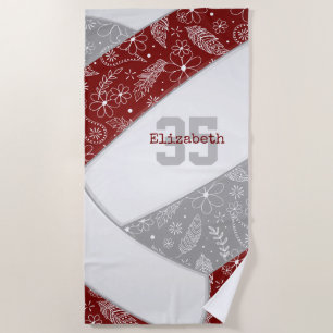 Serviette De Plage maroon gris boho floral paisley motif volley-ball