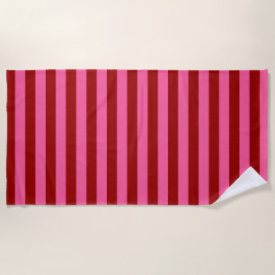 Serviette De Plage Maroon Rouge rose rayures Design