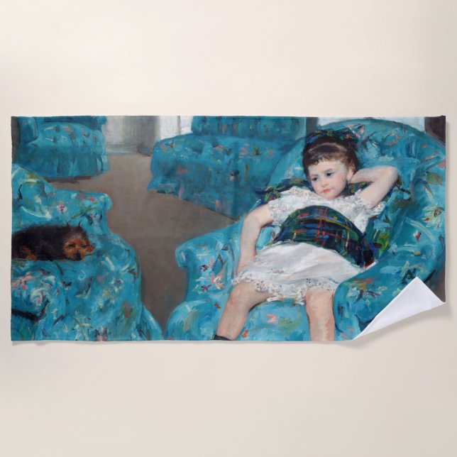 Serviette De Plage Mary Cassatt - Petite fille dans un fauteuil bleu (Devant)