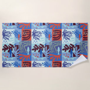 Serviette De Plage Matisse Inspiré Ocean Life Papier Coupes Bleu