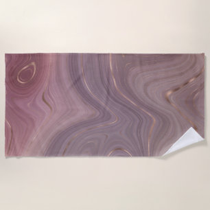 Serviette De Plage Mauve Strata   Dusty Rose et Rose Gold Agate