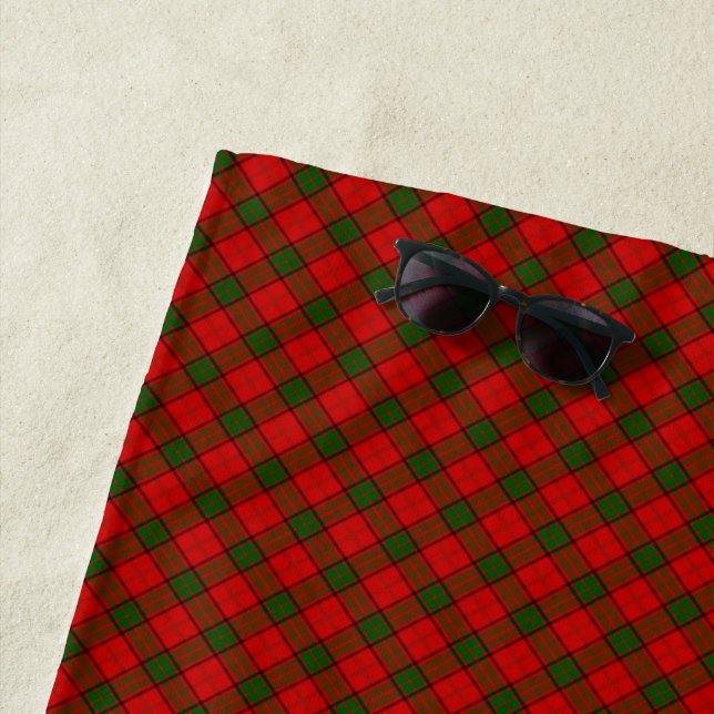 Serviette De Plage Maxwell tartan rouge vert plaid (En situation)