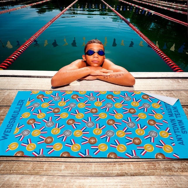 Serviette De Plage Médailles des gagnants Équipe de natation personna (Créateur téléchargé)