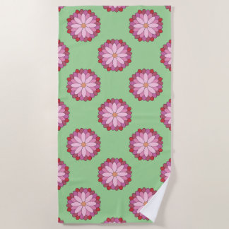 Serviette De Plage Médaillon asiatique rose pastel Floral