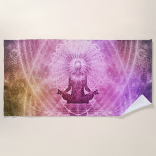 Serviette De Plage Méditation du Yoga spirituel Zen coloré