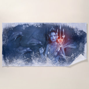 Serviette De Plage Méduse Nageuse Bleue