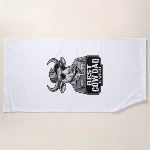 Serviette De Plage Meilleur papa vache jamais design de gravure vinta