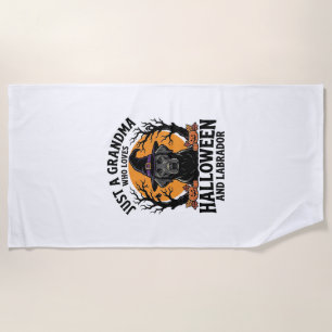 Serviette De Plage Mémé Halloween Labrador Drôle Vintage_1