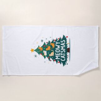 Serviette De Plage Meowy Catmas Chat Noël Arbre de Noël Xmas Drôle de