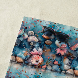 Serviette De Plage Mer savonneuse habitants de poissons amusants