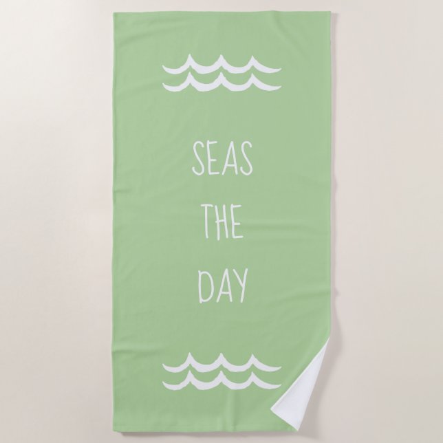 Serviette De Plage Mer Verte Le Jour Vave Nautique (Devant)