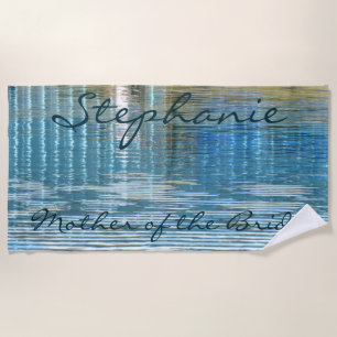 Serviette De Plage Mère de la mariée Réflexion eau Abstraite Bleu