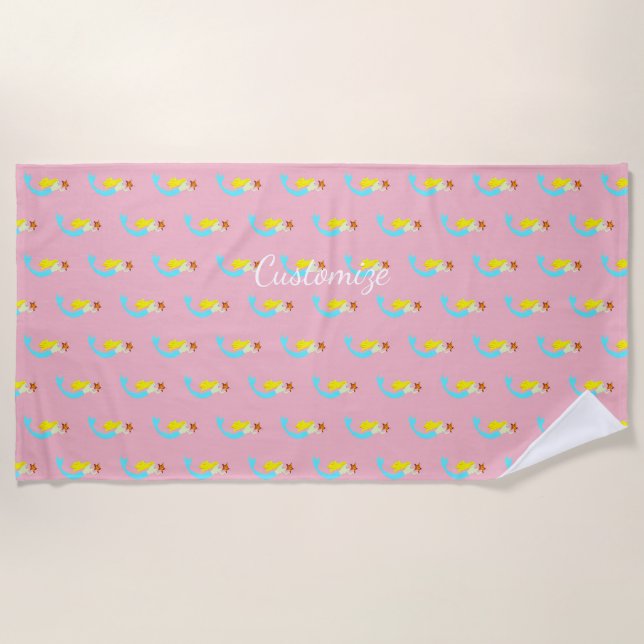 Serviette De Plage Mermaid à la belle blonde avec Star Thunder_Cove (Devant)