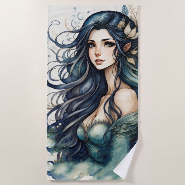 Serviette De Plage Mermaid noir géant (Devant)