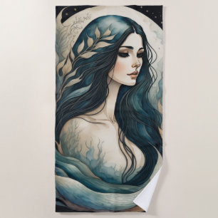 Serviette De Plage Mermaid noir géant