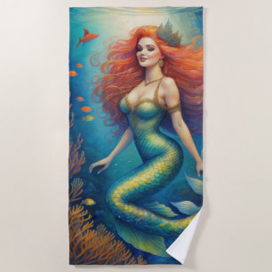 Serviette De Plage Mermaid Red Haired étonnant
