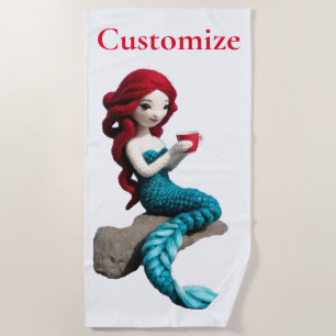 Serviette De Plage Mermaid Relaxant Avec Boisson Thunder_Cove