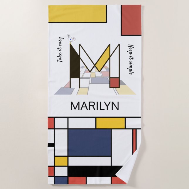 Serviette De Plage Merveilleux Neoplasticisme Art Monogramme. Lettre  (Devant)