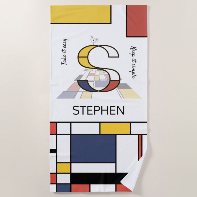 Serviette De Plage Merveilleux Neoplasticisme Art Monogramme. Lettre  (Devant)