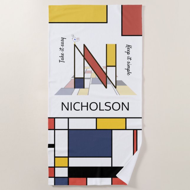 Serviette De Plage Merveilleux Neoplasticisme Art Monogramme. Lettre  (Devant)