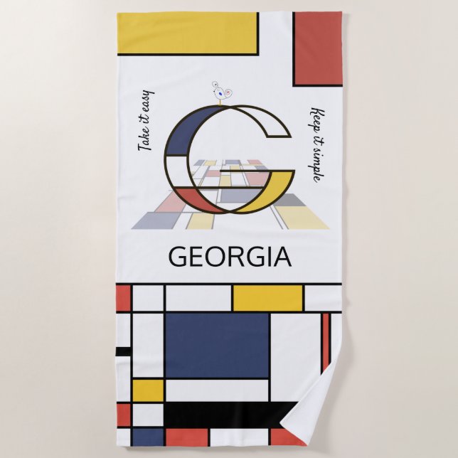 Serviette De Plage Merveilleux Neoplasticisme Art Monogramme. Lettre  (Devant)