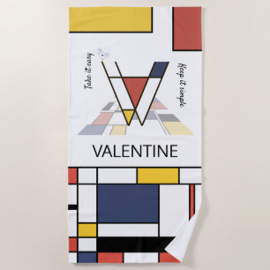 Serviette De Plage Merveilleux Neoplasticisme Art Monogramme. Lettre 