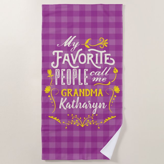 Serviette De Plage Mes Gens Favoris M'Appelent Grandma Purple En vich (Devant)