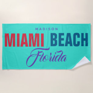 Serviette De Plage Miami Beach nommé fait sur commande la Floride