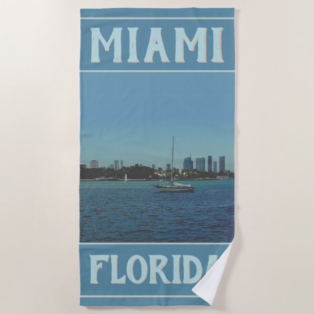 Serviette De Plage Miami Skyline (Devant)